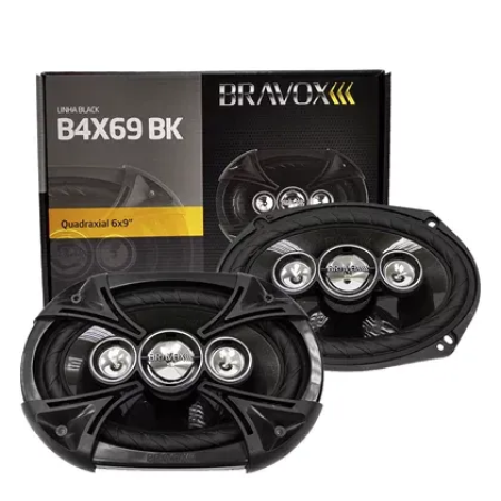 PAR ALTO-FALANTE QUADRIAXIAL 6X9" BRAVOX B4X69BK 220W RMS
