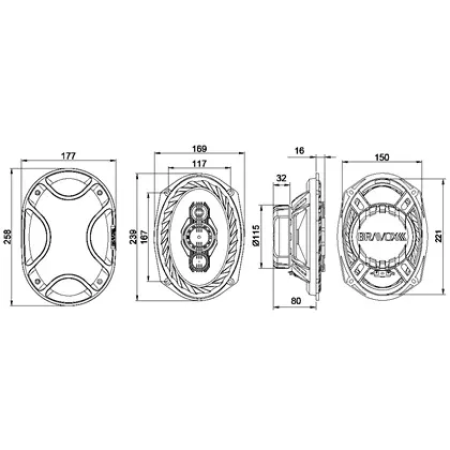 PAR ALTO-FALANTE QUADRIAXIAL 6X9" BRAVOX B4X69P 80W RMS - Image 2
