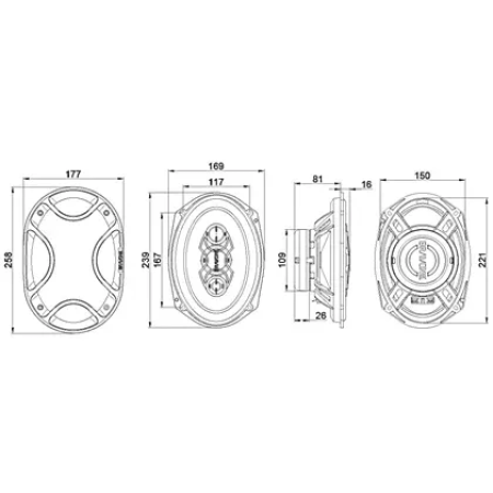 PAR ALTO-FALANTE QUADRIAXIAL 6X9" BRAVOX B4X69X 140W RMS - Image 3