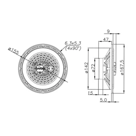PAR ALTO-FALANTE TRIAXIAL BRAVOX 6 B3X60 GOLD 100W RMS - Image 3