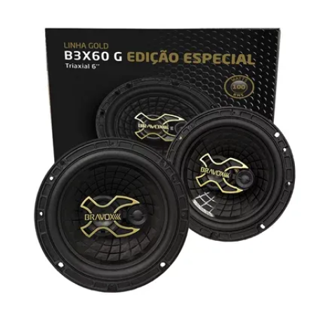 PAR ALTO-FALANTE TRIAXIAL BRAVOX 6 B3X60 GOLD 100W RMS
