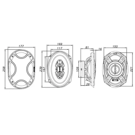 PAR ALTO-FALANTE QUADRIAXIAL 6X9" B4X69 GOLD 140W RMS - Image 3