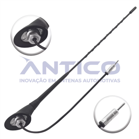 AN049 – Antena de Teto Dianteira GM – Haste Longa Espiral – Conector PlugDin