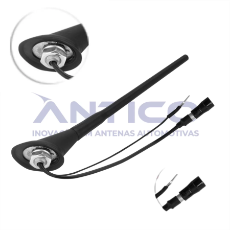 AN056 – Antena de Teto Amplificada Traseira VW – Haste MegaFlex – Conector RAKU