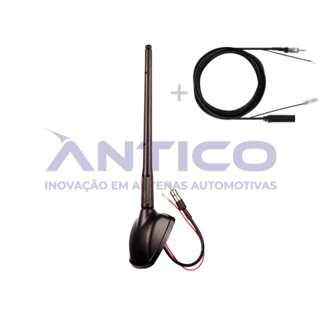 AN086 – Antena de Teto Amplificada Dianteira GM – Haste MegaFlex – Conector PlugDin – Extensão Caneca 2,50m