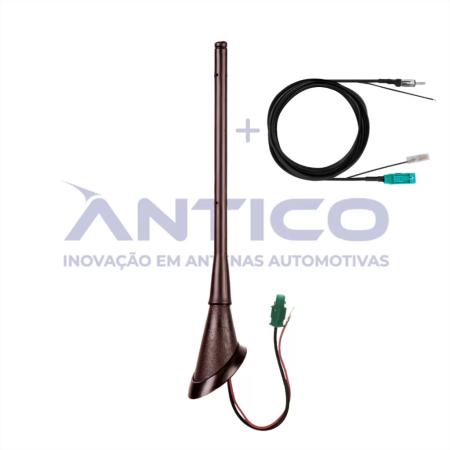 AN088 – Antena de Teto Amplificada Traseira VW/ AUDI – Haste MegaFlex – Conector Fakra – Extensão Fakra Fêmea 3,80m