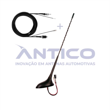 AN094 – Antena de Teto Amplificada Traseira PEUGEOT/CITROËN – Haste Longa Espiral – Conector RAKU – Extensão RAST 3,80m