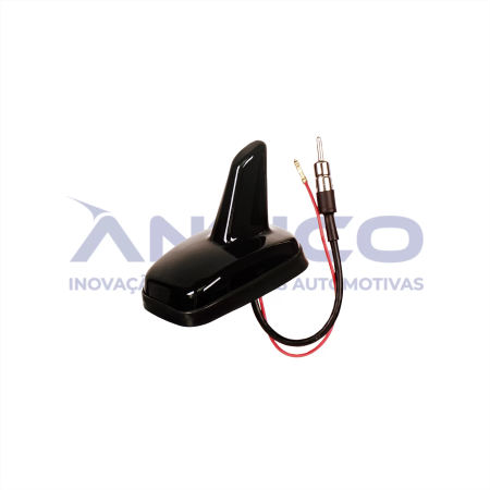 AN108 – Antena de Teto Traseira Shark Amplificada FIAT/GM/VW – Black Piano – Conector PlugDin