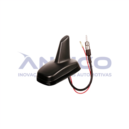 AN111 – Antena de Teto Traseira Shark Amplificada FIAT/GM/VW – Preta Fosca – Conector PlugDin