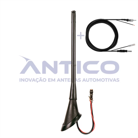 AN066 – Antena de Teto Amplificada Traseira FIAT – Haste MegaFlex FIAT – Conector RAW – Extensão RAW 3,80m