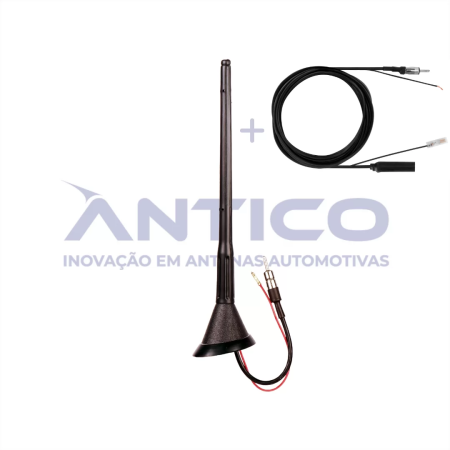 AN070 – Antena de Teto Amplificada Traseira GM – Haste MegaFlex – Conector PlugDin – Extensão Caneca 3,80m
