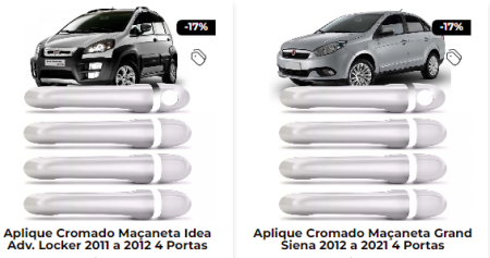 APLIQUE CROMADO DE MACANETA 4P FIAT