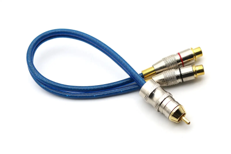 CABO RCA PRIME Y PLUG METAL 2 FEMEAS AZUL
