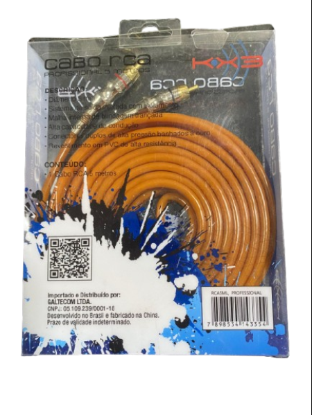 CABO RCA LARANJA PROFISSIONAL 1 METRO KX3