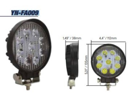FAROL DE MILHA 9 LEDS 27W ESPESURA 3.7CM CINOY