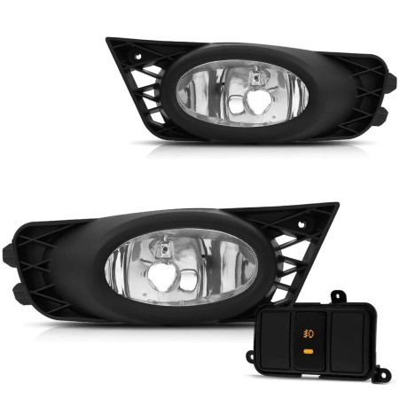 KIT FAROL DE MILHA CIVIC 09/11 MOLDURA PRETA SUITS