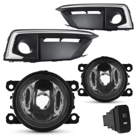 KIT FAROL DE MILHA CIVIC 2020 MOLDURA CROMO SUITS