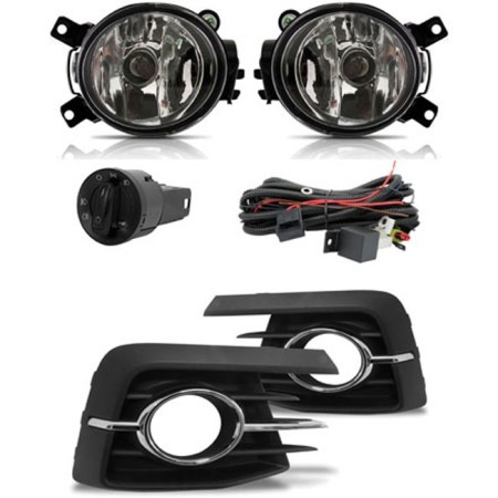 KIT FAROL DE MILHA VW GOL G7 16-18 C/GRADE CROMADA SHOCKLIGHT