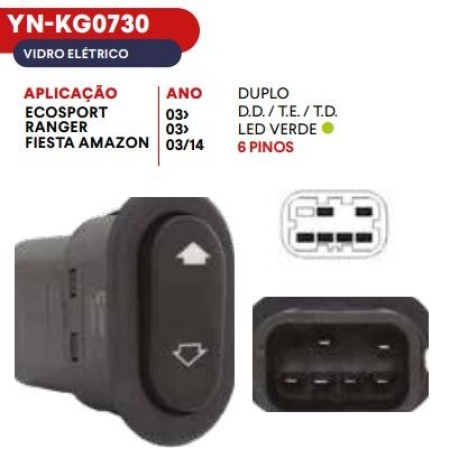 INTER VIDRO CINOY FORD DIREITO ECOSPORT 03- 07/ FIESTA AMAZON 03-14/ RANGER 03