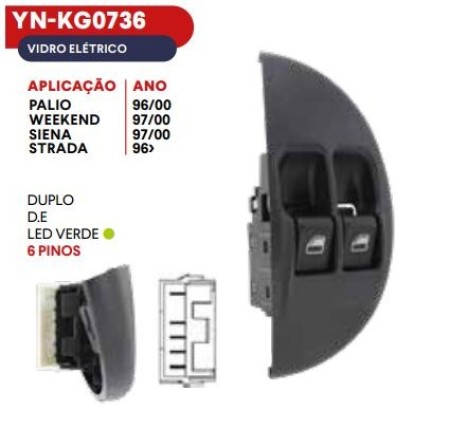 INTER VIDRO CINOY ESQUERDO DUPLO PALIO YOUNG 96/02 / STRADA 96/02