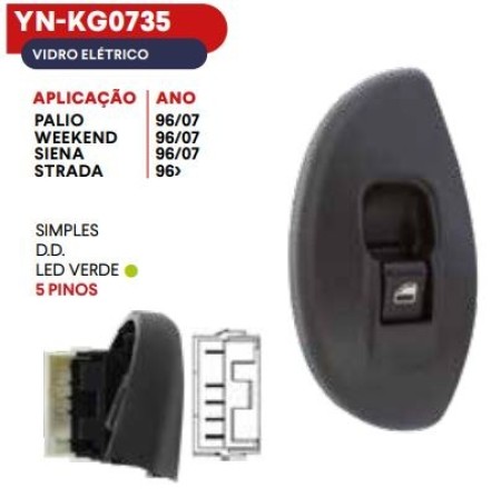 INTER VIDRO CINOY DIREITO SIMPLES PALIO YOUNG 96/02 / STRADA 96/02
