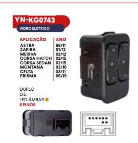 INTER VIDRO CINOY GM DUPLO ASTRA 99/11/ CELTA/CORSA 02/15 ZAFIRA 01/12 MERIVA 02/12/ MONT 3/10