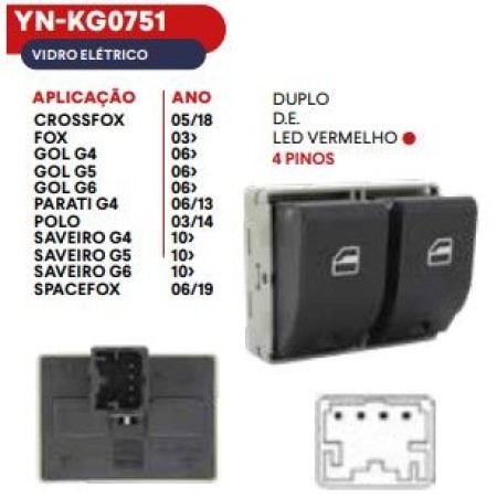 INTER VIDRO CINOY VW ESQ CROSSFOX 05/15/ FOX 04/15/ GOL G4 06/13/ SAV G4/G5/G6